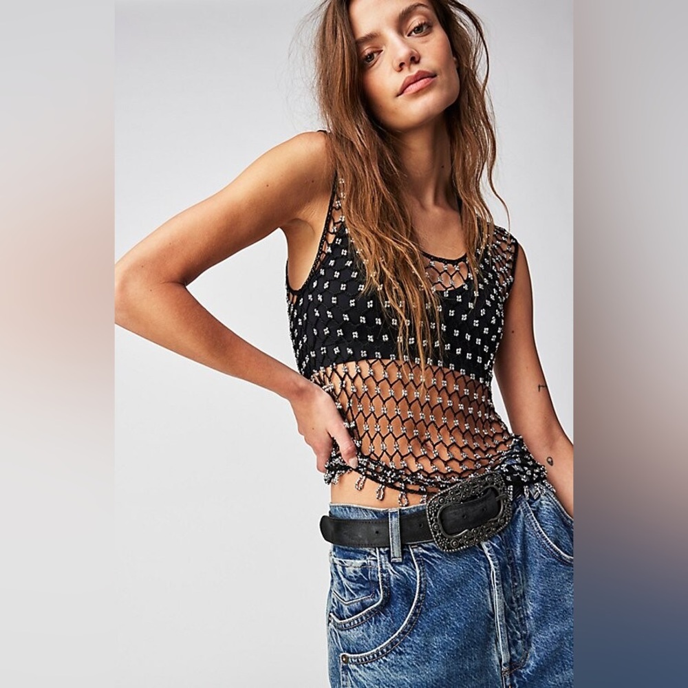 Free People Soula Beaded Tank Large NWT